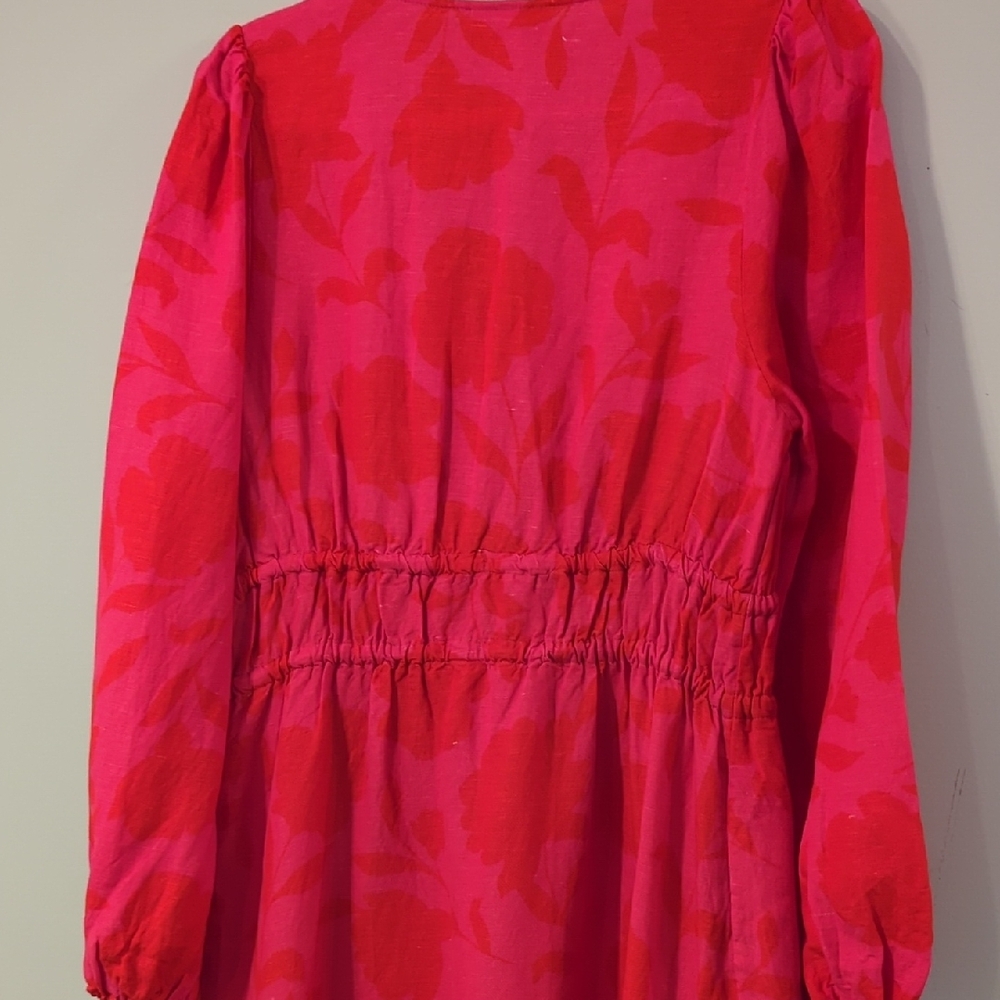 Kate Spade x Target Maxi Dress Classic Rose Linen Long Sleeve size Medium - Picture 7 of 11